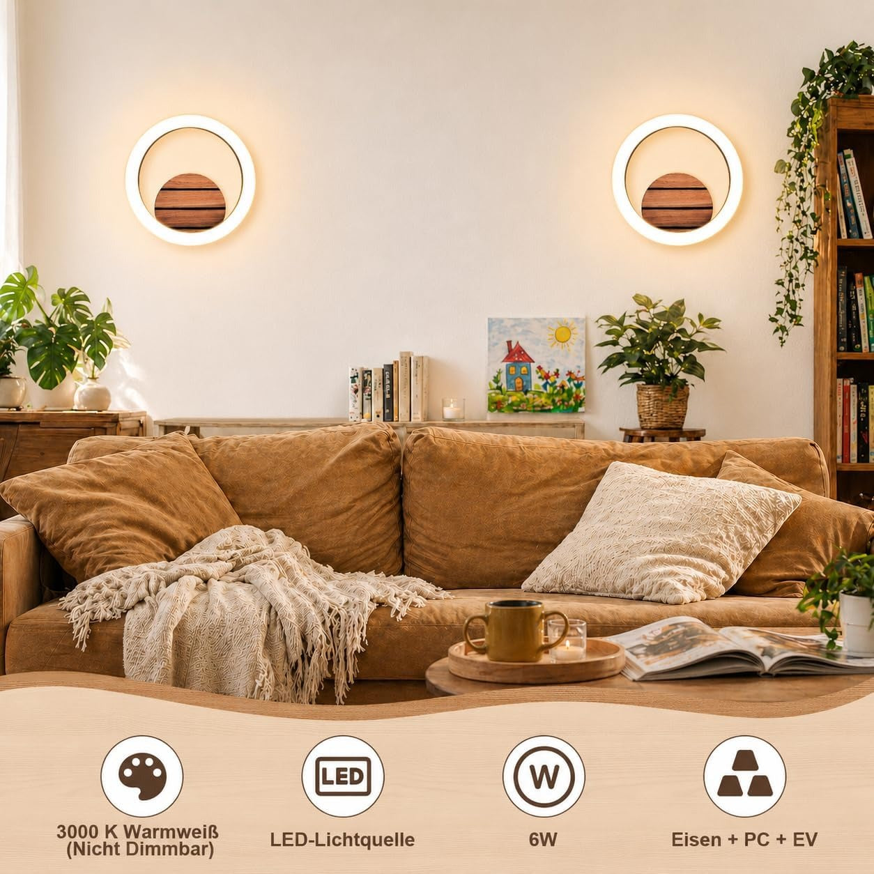 ZMH LED Wandlampe Innen Wandleuchte Flurlampe Klein 20CM Modern Design