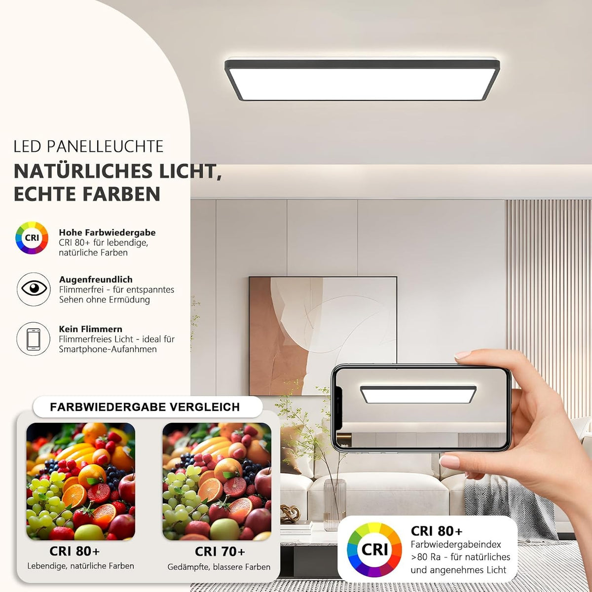 ZMH LED Deckenlampe Flach Weiß Deckenleuchte Rechteckige Küchenlampe