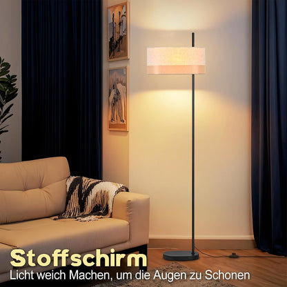 ZMH Stehlampe Vintage Stehleuchte Wohnzimmer Standlampe Stoffschirm