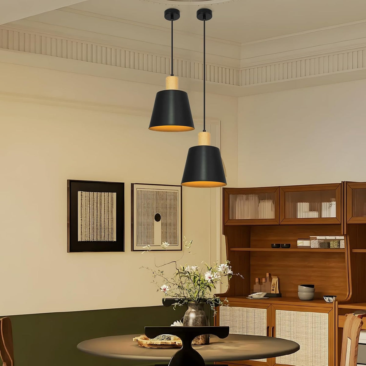 ZMH Hängelampe Vintage Esszimmer Pendelleuchte: 2er Industrial Hängeleuchte Ø20cm Schwarz Metall E27 Esstischlampe Retro Esszimmerlampe 1 Flammig Pendellampe für Küche Schlafzimmer Wohnzimmer Flur Bar