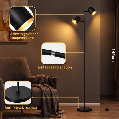 ZMH Stehlampe Wohnzimmer Standleuchte Schwarz Stehleuchte Vintage e14