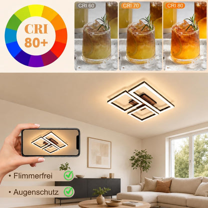 ZMH LED Deckenlampe Wohnzimmer Deckenleuchte Schwarz Wohnzimmerlampe 37cm