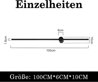 ZMH 2ER LED Wandleuchte Innen Wandlampe - Wohnzimmerlampe Schwarz Modern Design Lang 100CM Küchelampe 3000K Warmweiß Up Down Indirekt Schwenkbar Flurlampe für Schlafzimmer Wohnzimmer Flur Bett