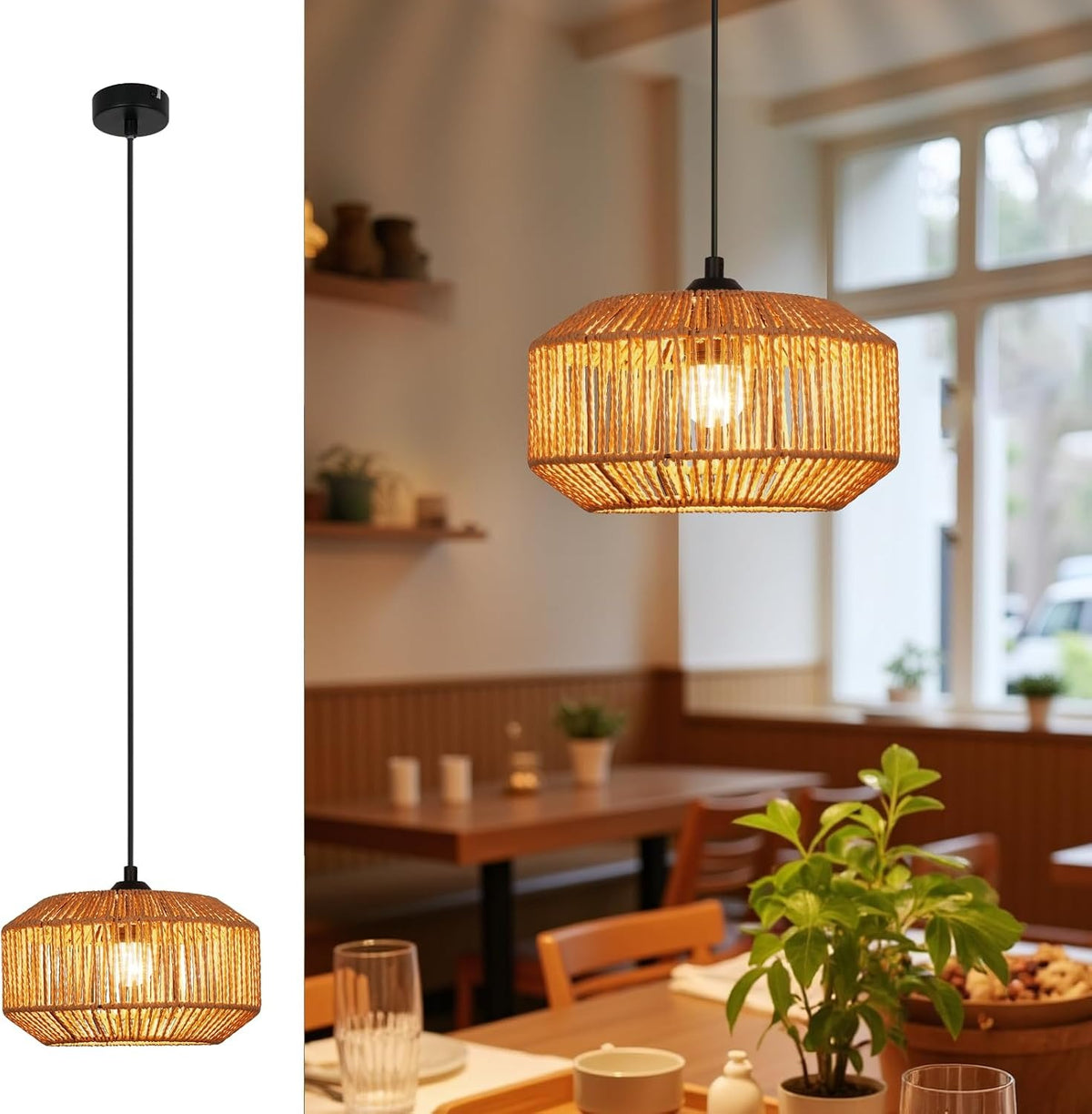 ZMH Hängelampe Vintage Pendelleuchte Esstisch - Φ25 Boho Hängeleuchte