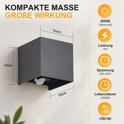 ZMH Außenwandleuchte mit Bewegungsmelder 4 Stück LED Aussenlampe 3000K