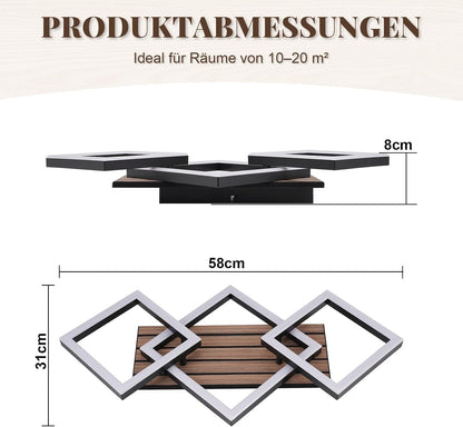 ZMH LED Deckenleuchte Wohnzimmer Deckenlampe 58CM Schwarz Wohnzimmerlampe