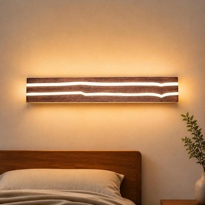 ZMH Wandleuchte innen Holz 50cm Wandlampe LED Wohnzimmer modern Warmweiß 8W