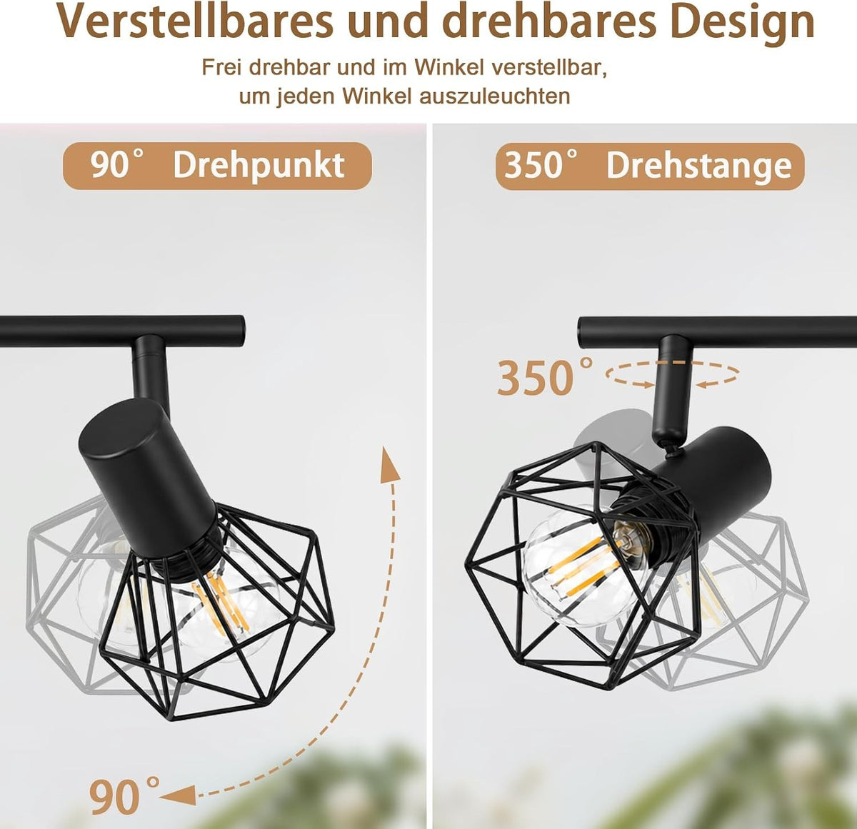 ZMH LED Deckenstrahler 1-4 Flammig Deckenlampe Schwarz Deckenleuchte
