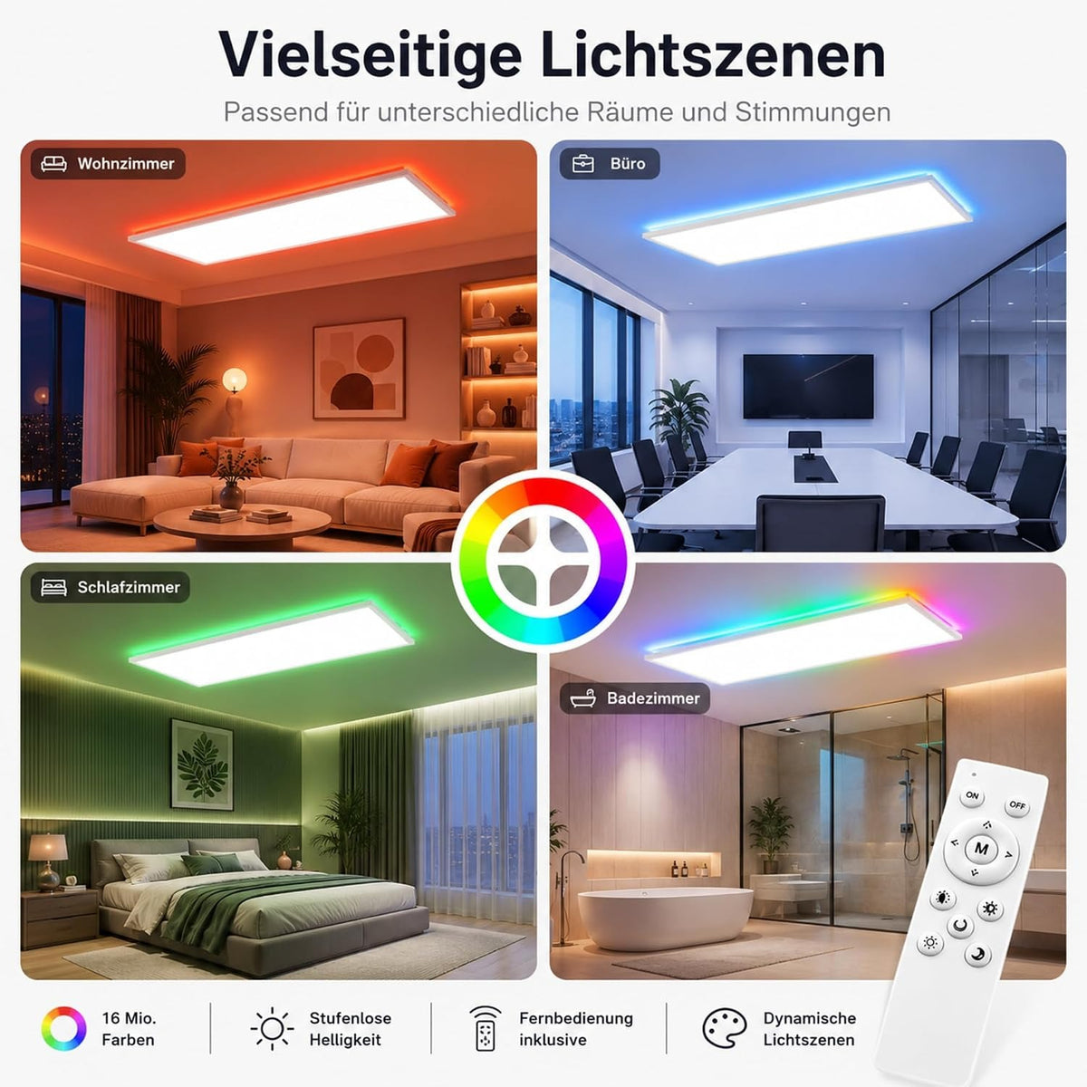 ZNM LED Panel 120x30 Cm Weiß, LED Deckenleuchte 36 W, Deckenlampe Wohnzimmer