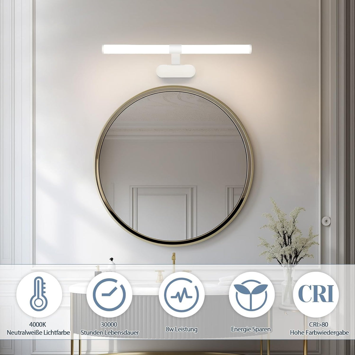 ZMH Spiegelleuchte Bad Led Wandlampe - Badezimmer Lampe 6W Neutralweiß