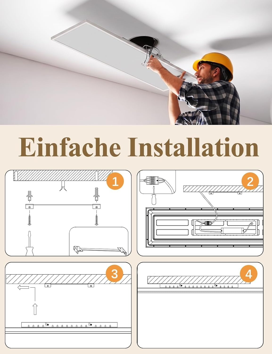 ZMH  LED Deckenleuchte 100x25cm-120x30cm Deckenlampe Panel Stufenlos Dimmbar Weiß
