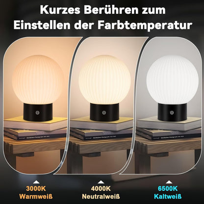 ZMH Tischlampe Kabellos Nachttischlampe LED Akku Tischleuchte Weiß Dimmbar