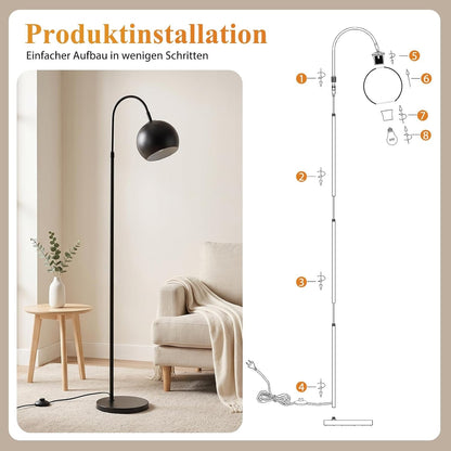 ZMH Stehlampe Wohnzimmer Bogenlampe E27 Fussschalter