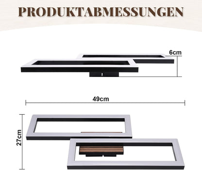 ZMH LED Deckenleuchte Schlafzimmer Deckenlampe 49CM Schwarz in Holzoptik