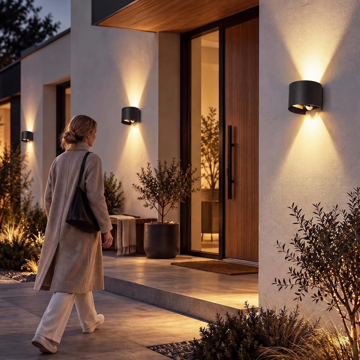 ZMH LED Aussenlampe mit Bewegungsmelder 4 Stück Außenwandleuchte 3000K