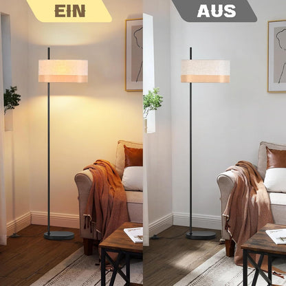 ZMH Stehlampe Vintage Stehleuchte Wohnzimmer Standlampe Stoffschirm
