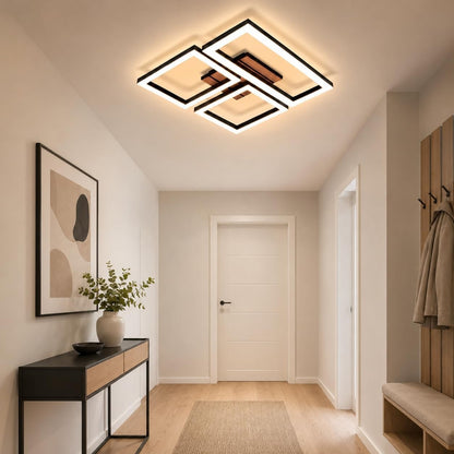 ZMH LED Deckenlampe Wohnzimmer Deckenleuchte Schwarz Wohnzimmerlampe 37cm