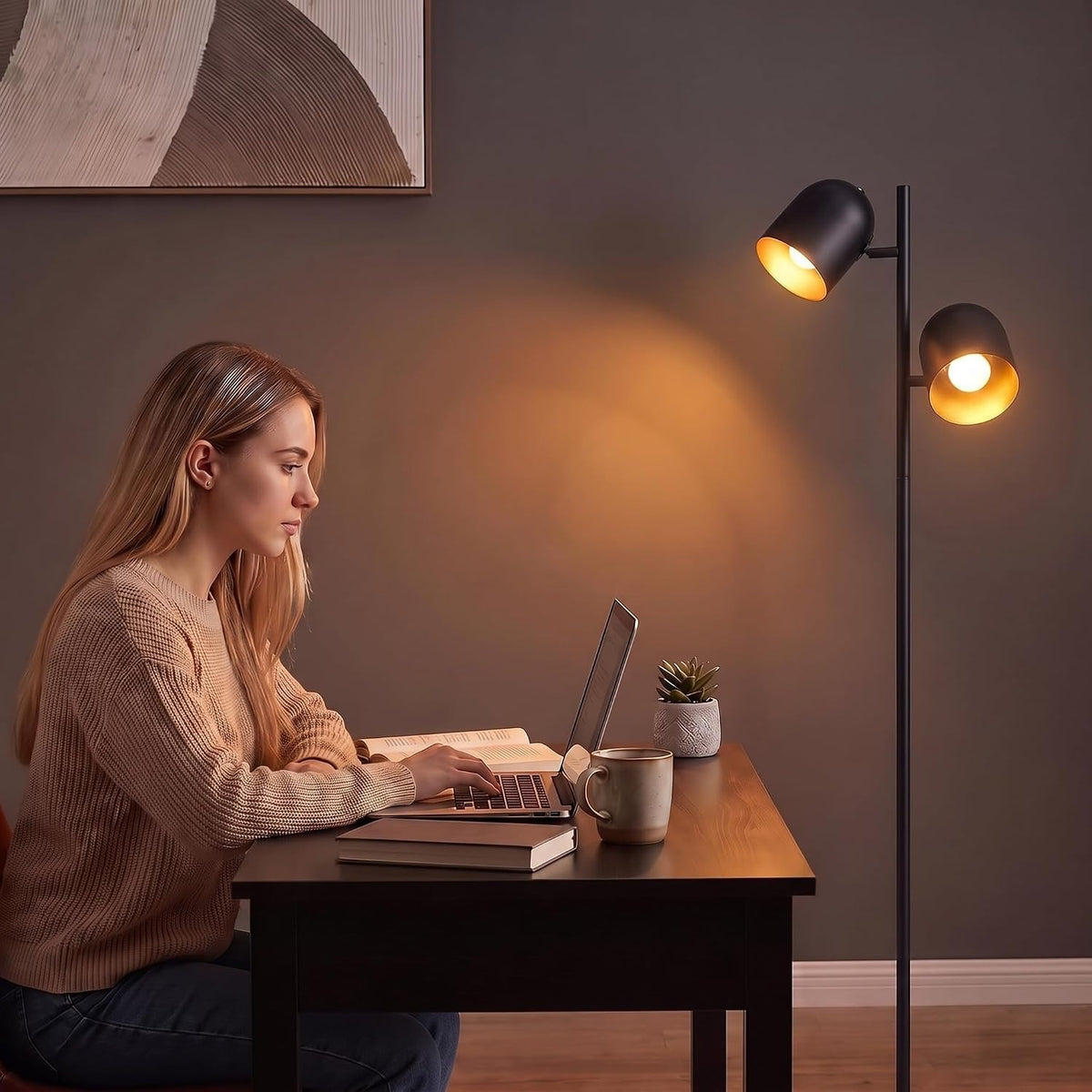 ZMH Stehlampe Wohnzimmer Standleuchte Schwarz Stehleuchte Vintage e14