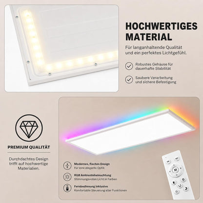ZNM LED Panel 120x30 Cm Weiß, LED Deckenleuchte 36 W, Deckenlampe Wohnzimmer