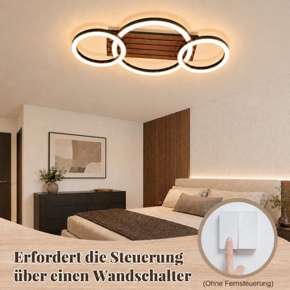 ZMH LED Deckenleuchte Wohnzimmer Deckenlampe 58CM Schwarz Holzoptik