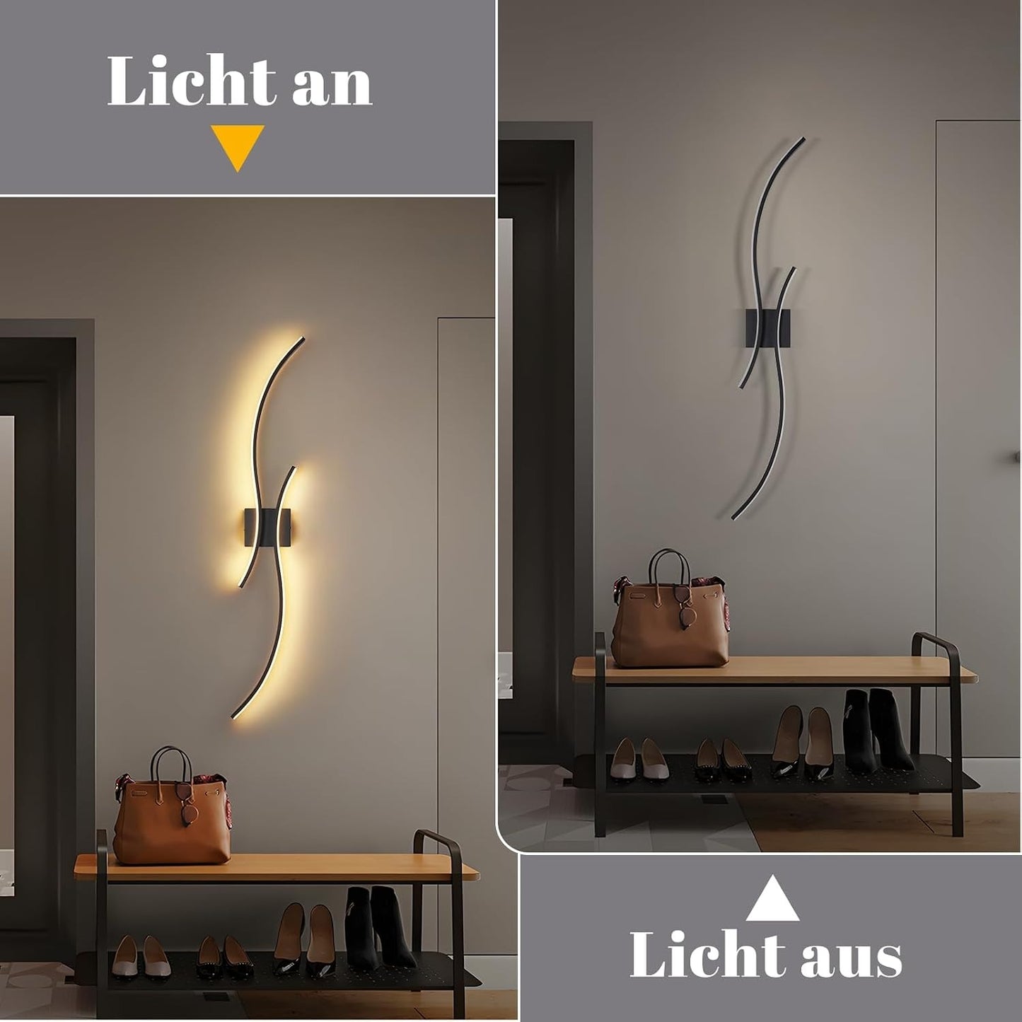 ZMH LED Wandleuchte Innen 100cm - 14W Wandlampe Schwarz Flurlampe Wand | Modern Design 3000K Warmweiß Minimalistische Wandbeleuchtung