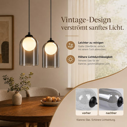 ZMH Hängelampe Schlafzimmer Hängeleuchte GlasVintage Pendelleuchte 1