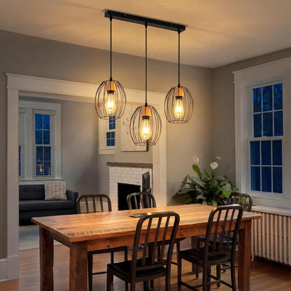 ZMH Hängelampe Vintage Pendelleuchte Esstisch - 3 flammig Esstischlampe