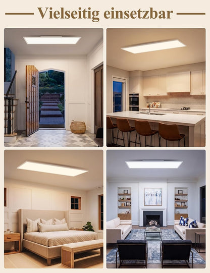 ZMH  LED Deckenleuchte 100x25cm-120x30cm Deckenlampe Panel Stufenlos Dimmbar Weiß