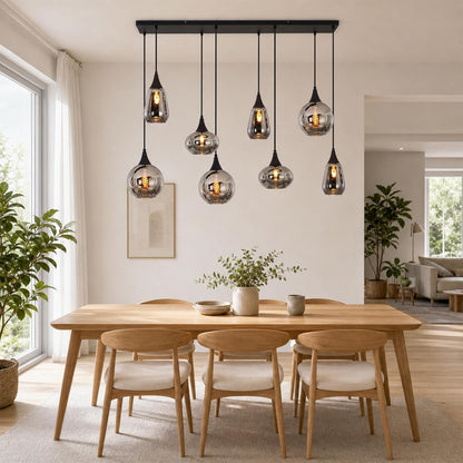 ZMH Pendelleuchte Glas Hängelampe E27 Wohnzimmer 8 Flammig Küchenlampe