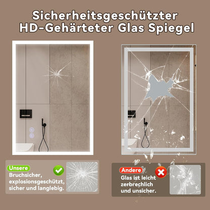 ZMH Badezimmerspiegel mit Beleuchtung,50x70cm Badspiegel mit Licht LED