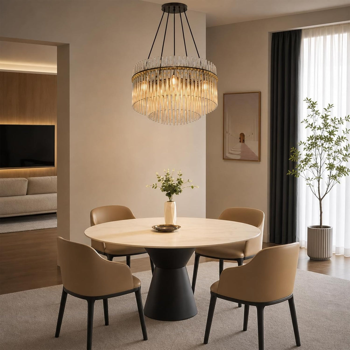 ZMH Hängelampe 5 Flammig Pendelleuchte Glas Hängeleuchte Modern