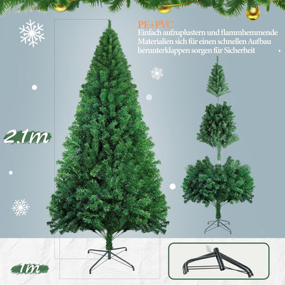 ZMH Künstlicher Weihnachtsbaum 210 cm - Spritzguss Mix aus naturgetreuem PVC