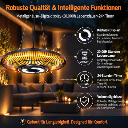 ZMH Infrarotheizung Heizstrahler Deckenmontage Outdoor 2000 Watt Mit