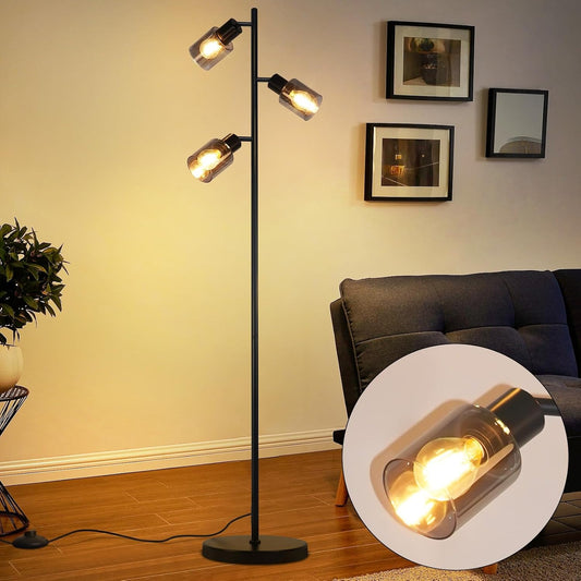 ZMH Stehlampe Vintage Wohnzimmer Schwarz: Stehleuchte Industrial