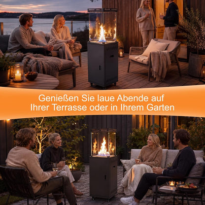 ZMH Heizstrahler Terrasse Gas 13kW Terrassenheizer Mit 360° Lenkrollen