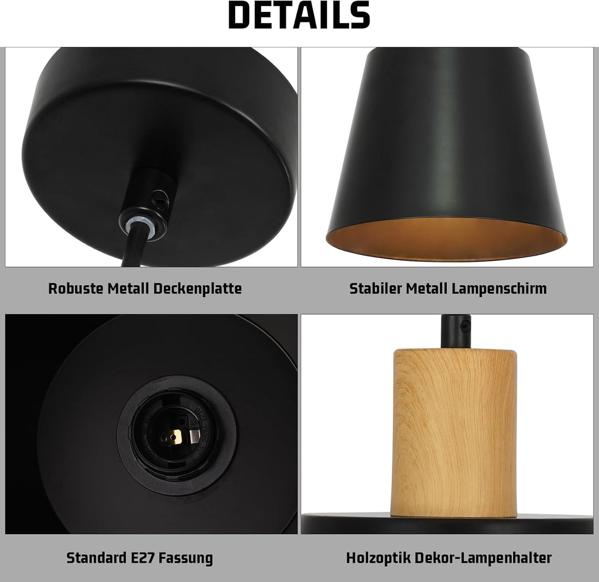 ZMH Hängelampe Vintage Esszimmer Pendelleuchte: 2er Industrial Hängeleuchte Ø20cm Schwarz Metall E27 Esstischlampe Retro Esszimmerlampe 1 Flammig Pendellampe für Küche Schlafzimmer Wohnzimmer Flur Bar