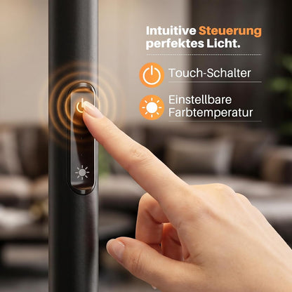 ZMH LED Stehlampe Wohnzimmer 30W Schwarz 174 cm Stehleuchte mit Fernbedienung
