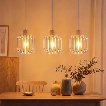 Pendelleuchte Holz Esszimmer 3-1 flammig Esstisch Modern Hängelampe