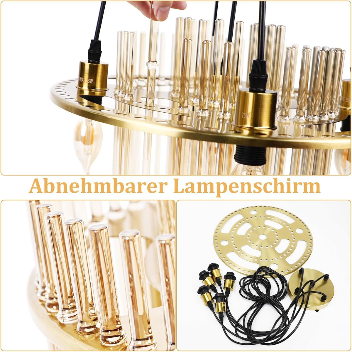 ZMH Pendelleuchte 5 Flammig Hängeleuchte Esstisch Glas Hängelampe
