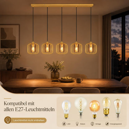 ZMH Pendelleuchte Esstisch Hängeleuchte Rauchgrauglas Vintage 100CM
