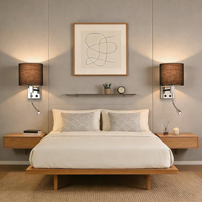 ZMH Wandlampe Innen Wandleuchte Schwarz Schlafzimmer Rund Wandstrahler