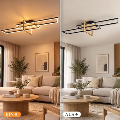 ZMH Deckenlampe Wohnzimmer LED Deckenleuchte Holz Schwarz Schlafzimmerlampe