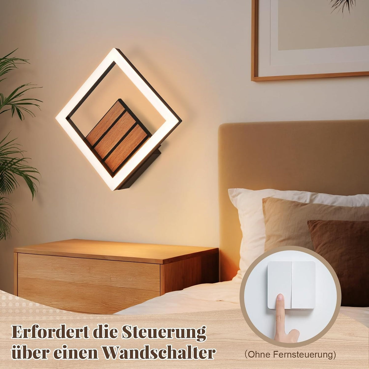ZMH LED Wandleuchte Innen 17CM Wandlampe in Holzoptik Modern Flurlampe