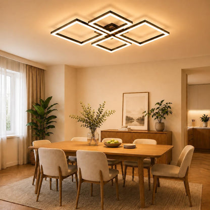 ZMH LED Deckenleuchte Wohnzimmer Deckenlampe 66CM Schwarz Wohnzimmerlampe