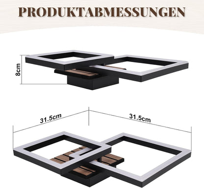 ZMH LED Deckenlampe Küche Deckenleuchte Schwarz in Holzoptik Küchenlampe