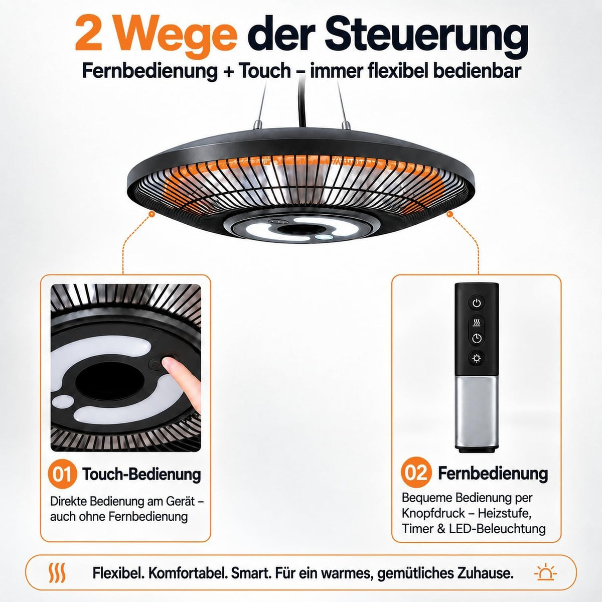 ZMH Infrarotheizung Heizstrahler Deckenmontage Outdoor 2000 Watt Mit