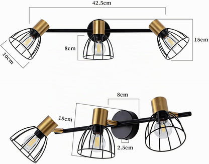 ZMH Wandleuchte Vintage Wandlampe Innen Schwarz Wandstrahler Flurlampe