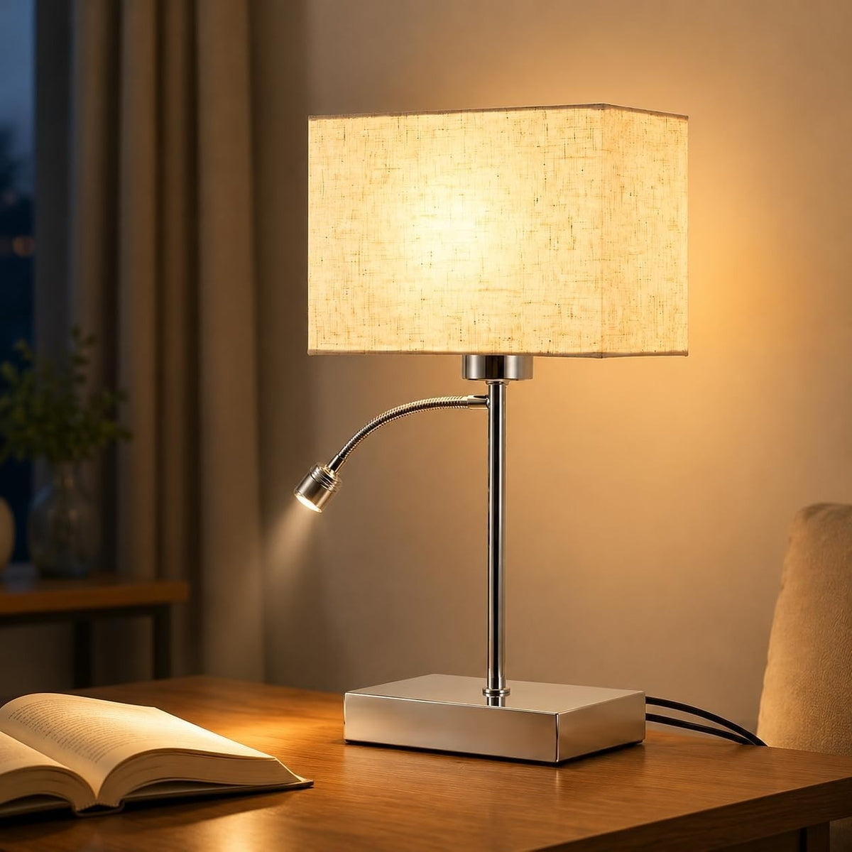 ZMH Schreibtischlampen mit Kabel E27 Tischlampe mit LED Leselampe