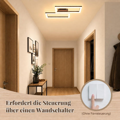 ZMH LED Deckenleuchte Schlafzimmer Deckenlampe 49CM Schwarz in Holzoptik