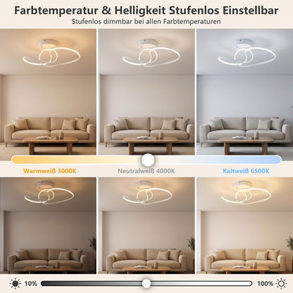 ZMH LED Deckenlampe Schlafzimmer Deckenleuchte 24W Modern Küchenlampe Weiß